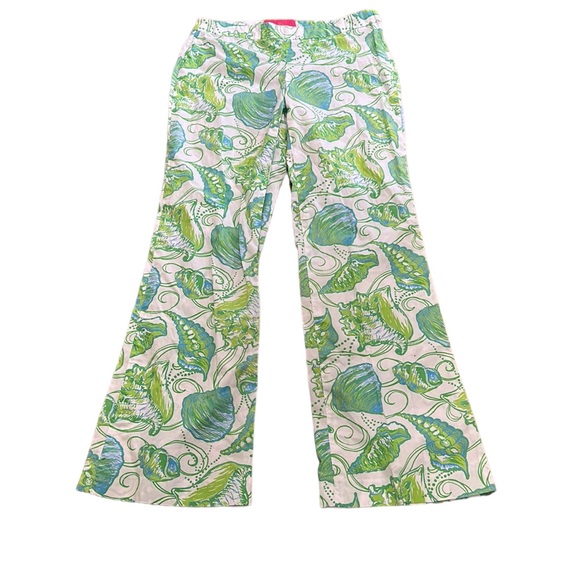 Lilly Pulitzer Presley Jubilee Buena Vista Shell Printed Flared Pants - 2 - Picture 2 of 11